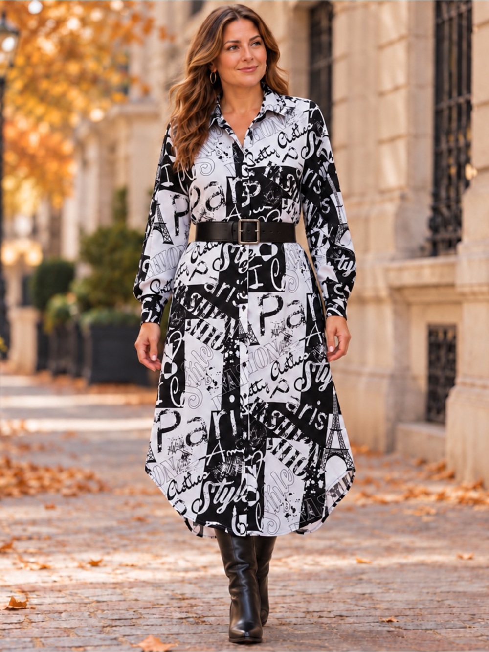 Live 4 Truth Paris Print Button Front Shirt Dress Duster L - Picture 1 of 7